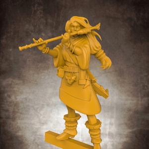 Human Female Bard with Flute and Lute