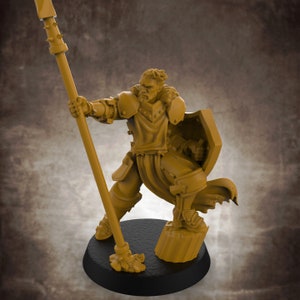 Lion Tower Miniature Human Male Paladin with Spear and Shield