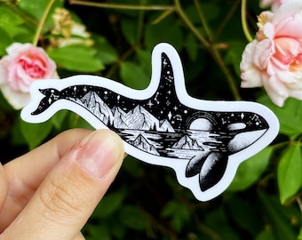 PNW Orca Whale Vinyl Sticker Pack of 3 | Die Cut Killer Whale Decal | Orca Lover Gifts | Whale Decor | Whale Stickers | Puget Sound Art
