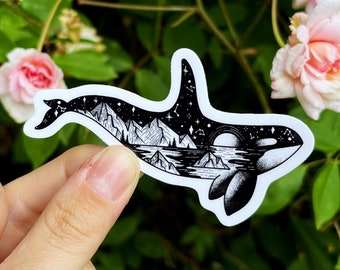 PNW Orca Whale Vinyl Sticker Pack of 3 | Die Cut Killer Whale Decal | Orca Lover Gifts | Whale Decor | Whale Stickers | Puget Sound Art