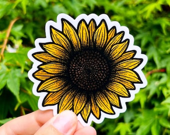 Sunflower Die Cut Vinyl Sticker | Cute Sunflower Stickers | Sunflower Decal | Sunflower Gifts | Sunflower Lover Art | Yellow Flower Sticker