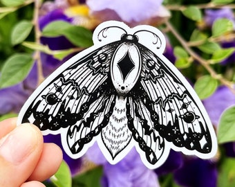Moth Sticker Decal | Witchy Stickers | Luna Moth Sticker | Moth Art | Mystical Moth Sticker | Moth Gifts | Celestial Stickers | Goth Sticker