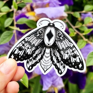 Moth Sticker Decal | Witchy Stickers | Luna Moth Sticker | Moth Art | Mystical Moth Sticker | Moth Gifts | Celestial Stickers | Goth Sticker