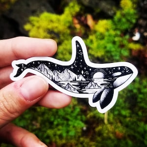 PNW Mountain Orca Killer Whale Magnet | Orca Lover Gifts | Whale Magnet | Orca Fridge Magnet | Ocean Magnet | Puget Sound Gifts
