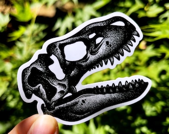 Dinosaur Sticker | T-Rex Skull Decal | Dinosaur Skeleton Sticker | Dinosaur Decal | Dinosaur Gifts | T-Rex Dinosaur Art | Skull Sticker