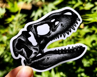 Dinosaur Sticker | T-Rex Skull Decal | Dinosaur Skeleton Sticker | Dinosaur Decal | Dinosaur Gifts | T-Rex Dinosaur Art | Skull Sticker