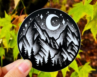 Mountain Forest Sticker | PNW Mountains Decal | Mountain Sticker Decal | Nature Lover Gift | Hiking Stickers | Camping Stickers