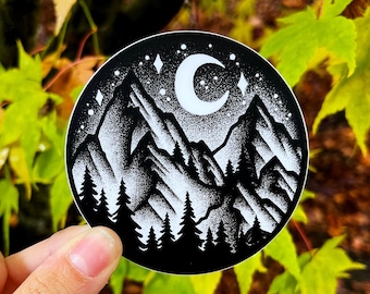 Mountain Forest Sticker | PNW Mountains Decal | Mountain Sticker Decal | Nature Lover Gift | Hiking Stickers | Camping Stickers