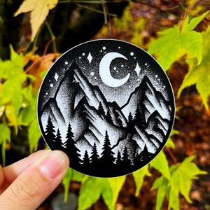Mountain Forest Sticker | PNW Mountains Decal | Mountain Sticker Decal | Nature Lover Gift | Hiking Stickers | Camping Stickers