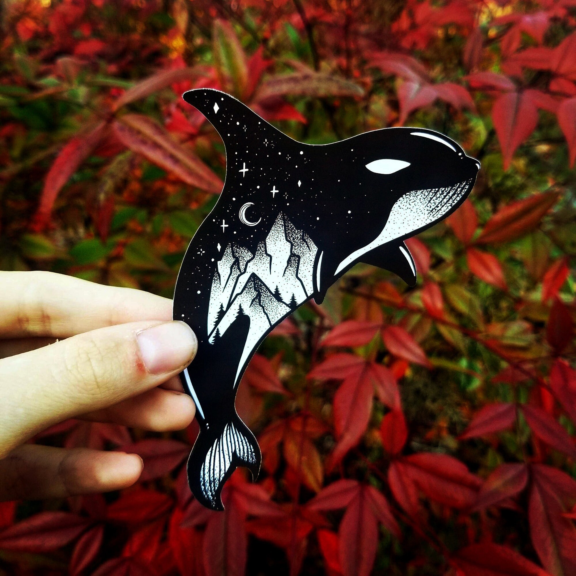 Orca Killer Whale Vinyl Sticker | PNW Mountain Whale Decal | Weatherp…