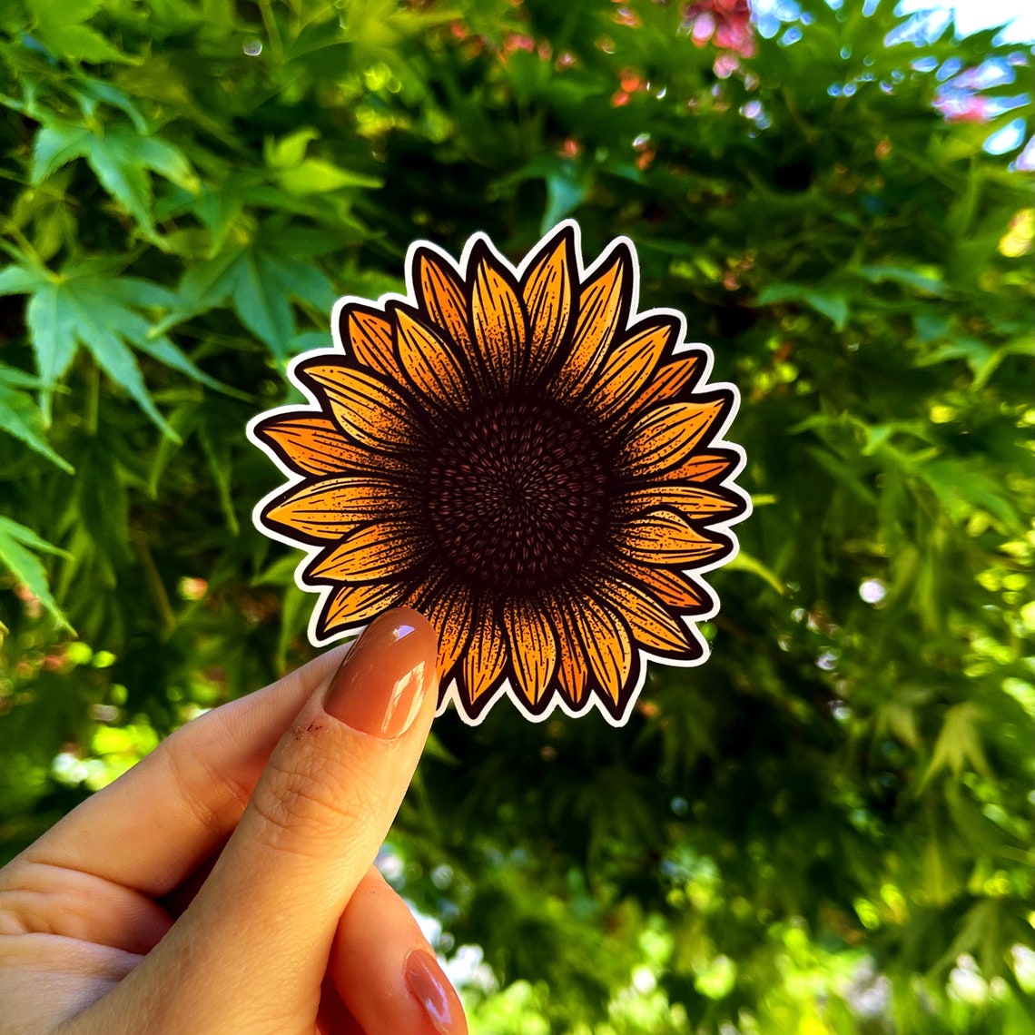 Sunflower Die Cut Vinyl Sticker Cute Sunflower Stickers Etsy
