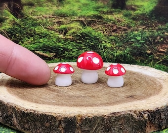 3 Micro Mushrooms,Miniature Mushrooms,Fairy Garden Accessories,Terrarium Supplies,Miniature Garden,Micro Landscape