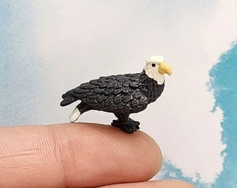Miniature Bald Eagle,Tiny Bald Eagle Figurine,Terrarium Supply,Mini 4th of July,Micro Animals,Diorama,Fairy Garden Accessory,Miniature Bird