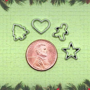 4 Tiny Christmas Cookie Cutters,Christmas Miniatures,Christmas Craft Supplies,Dollhouse Christmas,Christmas Miniatures,Embellishments
