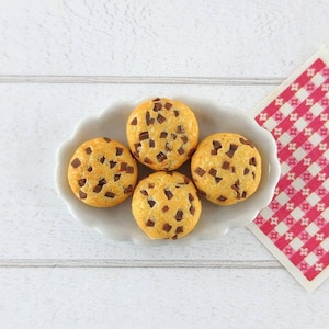 Miniature Cookie Tray,Dollhouse Miniature Cookies,Mini Chocolate Chip Cookies,Tiny Food,Miniature Christmas Cookies
