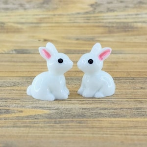 Two Tiny White Bunnies,Miniature Bunny Rabbit,Dollhouse Bunnies,Fairy Garden Bunnies,Miniature Easter Bunny,Dollhouse Easter