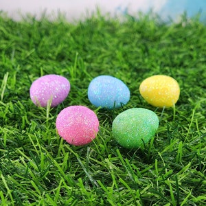 Mini Easter Eggs,Glitter Foam Eggs,Easter Craft Supplies,Miniature Eggs for Baskets,Easter Miniatures image 6