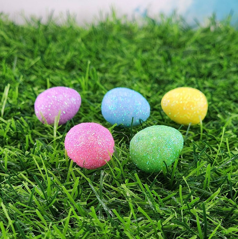 Mini Easter Eggs,Glitter Foam Eggs,Easter Craft Supplies,Miniature Eggs for Baskets,Easter Miniatures image 6