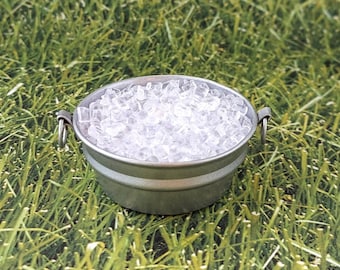 Miniature Tub Of Loose Ice,1:12 scale,Dollhouse Ice,Miniature Ice Cubes,Fairy Garden Accessories,Tiny Faux Ice