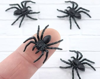 Miniature Black Spiders,Halloween Miniatures,Halloween Embellishments,Haunted Dollhouse,Halloween Craft Supplies,Fairy Garden Accessories