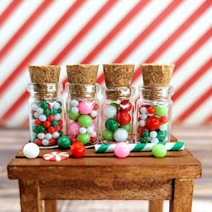 Miniature Christmas Candy Jar, Christmas Miniatures,Dollhouse Christmas,Fairy Garden Accessories
