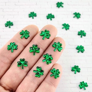 10/20/40 Tiny Shamrocks,Miniature Shamrock Embellishments,Clovers,Cabochons,St.Patrick's Day Miniatures,Shamrock Flat Backs,Craft Supply