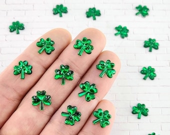 10/20/40 Tiny Shamrocks,Miniature Shamrock Embellishments,Clovers,Cabochons,St.Patrick's Day Miniatures,Shamrock Flat Backs,Craft Supply