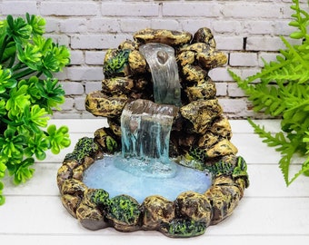 Miniature Waterfall,Miniature Fountain,Pond,Fairy Garden Accessory,Terrarium Supplies,Dollhouse Miniature Fountain,Diorama,Faux Water Pond