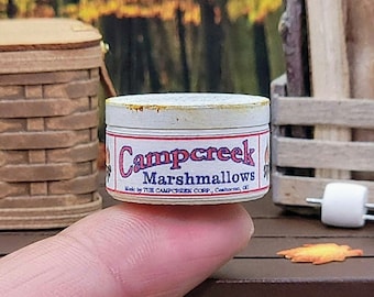 Miniature Marshmallow Tin,1:12 Scale,Dollhouse Miniature,Miniature Marshmallows,Miniature Camping,Miniature Campfire