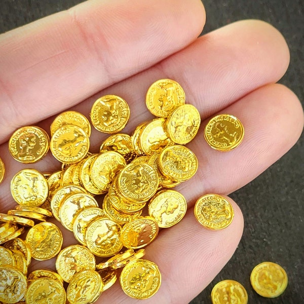 Tiny Gold Coins,St.Patricks Day Miniatures,Miniature Coins,Pirate Coins,Doubloons,Dollhouse Money,Mini Leprechaun Coins,Diorama,Treasure