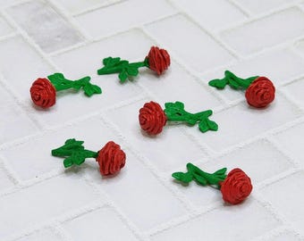 Tiny Roses,Red,Valentine's Day Miniatures,Miniature Garden,Floral,Rose Embellishments,Fairy Garden Accessories,Craft Supply