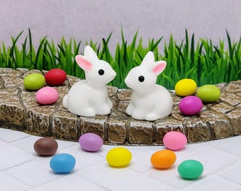 Miniature Bunny,Tiny Easter Eggs,Dollhouse Miniatures,Easter Miniatures,Craft Supplies,Fairy Garden Accessories,Terrarium Supplies,Diorama