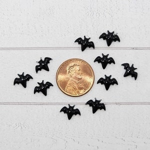10 Tiny Micro Bats,Flatback Bat Embellishments,Dollhouse Halloween,Terrarium,Diorama,Halloween Craft Supply,Tiny Halloween Bats,Charms