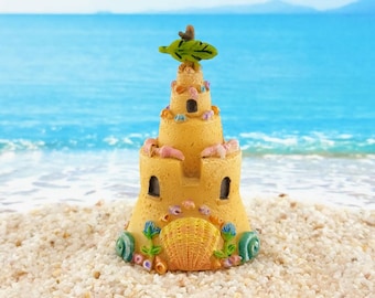 Miniature Sand Castle,Beach Miniatures,Mini Beach Garden,Fairy Garden Accessories,Mini Mermaid Castle,Terrarium Supplies