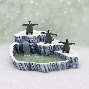 Miniature Frozen Pond,Waterfall,Miniature Penguin,Mini Artic Pond,Miniature Christmas,Fairy Garden,Diorama,Micro Animals,Icy Pond