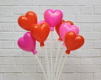 Miniature Valentine's Day Balloons,Heart Shaped,Dollhouse Balloons,Fairy Garden,Miniature Birthday,Balloon Pick