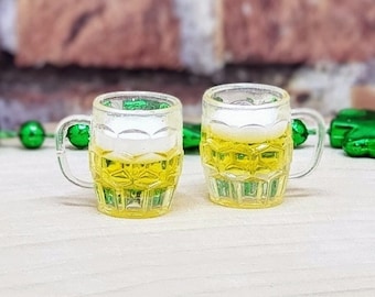 Miniature Beer Mug,Dollhouse Miniature Beer,1:6 Scale,St.Patricks Day Miniatures,Fairy Garden Accessory,Dollhouse Drinks