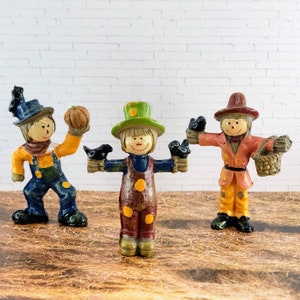 3 Miniature Scarecrows,Fall Miniatures,Fall Crafts,Fairy Garden Supply, Halloween Miniatures,Autumn Miniature Scarecrows,Dollhouse Scarecrow