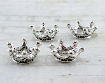 ONE Dollhouse Miniature Silver Crown Metal,Tiny Crown,Miniature Fairytale,Fairy Miniatures,Fairy Garden Accessories,Crown Charm