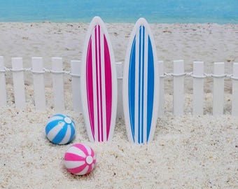Mini Surfboard,Beach Ball,Beach Miniatures,Dollhouse Miniatures,Beach Cake Toppers,Beach Garden,Fairy Garden Accessories