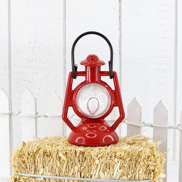 Miniature Red Lantern,Dollhouse Lantern,1:12 Scale Lantern,Fairy Garden Lantern,Outdoor Lamp Light,Dollhouse Light