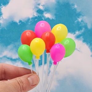 Miniature Balloons,Dollhouse Balloons,Fairy Garden Accessories,Miniature Birthday,Mini Party Accessory,Balloon Pick,Mini Craft Supply