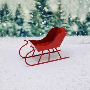 Miniature Sleigh,Santa Sled,Christmas Miniatures,Dollhouse Sleigh,Fairy Garden Accessory,Diorama,Christmas Craft Supply,Mini Christmas Decor