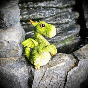 Fairy Garden Dragon,Green,Miniature Dragon,Fairy Garden Accessory,Baby Dragon Figurine,Terrarium Supplies,Mythical Miniatures image 8