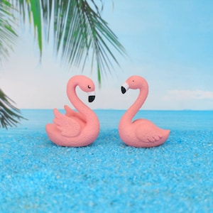 Miniature Flamingo,Beach Miniatures,Mini Beach Garden,Fairy Garden Flamingo,Cupcake Toppers,Beach Terrarium,Beach Dollhouse,Beach Diorama
