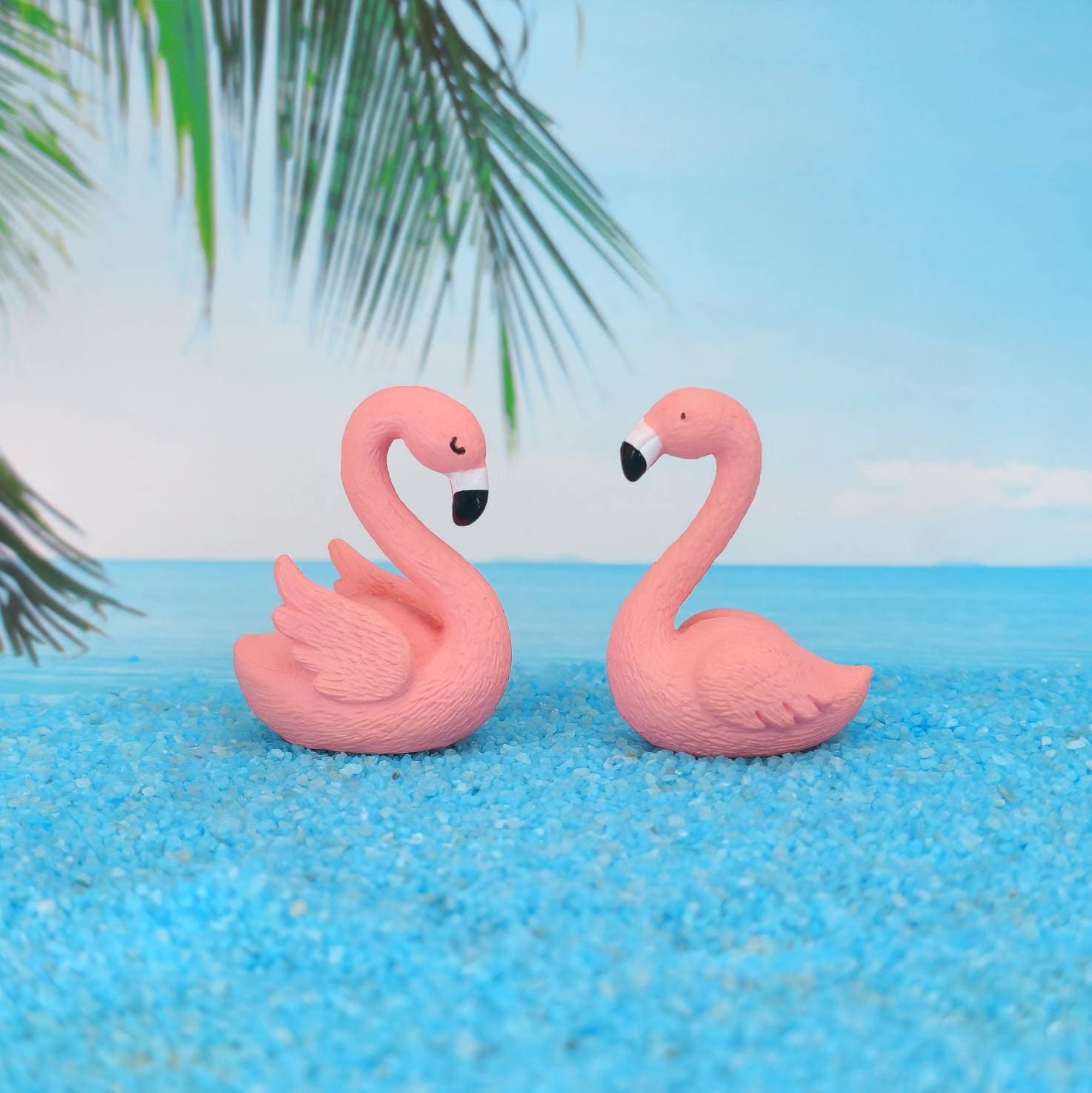 Miniature Flamingo,Beach Miniatures,Mini Beach Garden,Fairy Garden Flamingo,Cupcake Toppers,Beach Terrarium,Beach Dollhouse,Beach Diorama