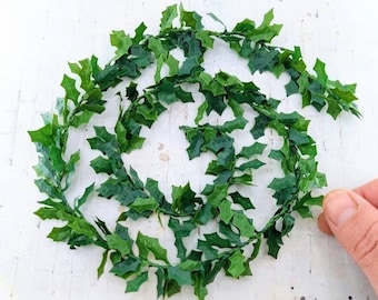 Miniature Holly Garland,Christmas Miniatures,Dollhouse Holly,Holiday Miniatures,Wired Holly Garland, Mini Christmas Garland