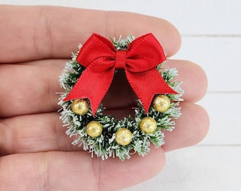 1:12 Scale Dollhouse Miniature Christmas Wreath,Christmas Miniatures,Fairy Garden Accessories,Christmas Diorama,Dollhouse Christmas Decor