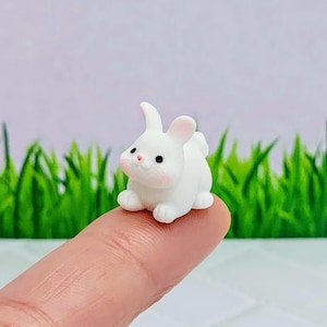 Tiny Bunny,Micro,Miniature Bunny,Dollhouse Miniature,Fairy Garden Accessory,Terrarium Supplies,Easter Miniatures,Tiny Easter,Craft Supply