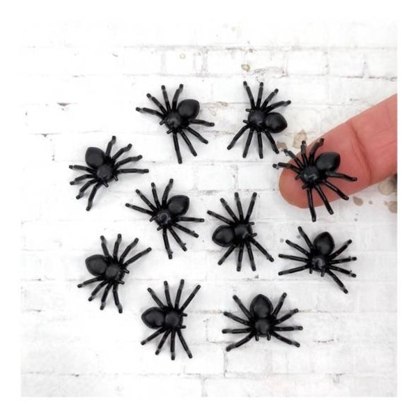 Miniature Black Spiders,Halloween Miniatures, Halloween Embellishments,Halloween Party Favors, Halloween Craft Supplies
